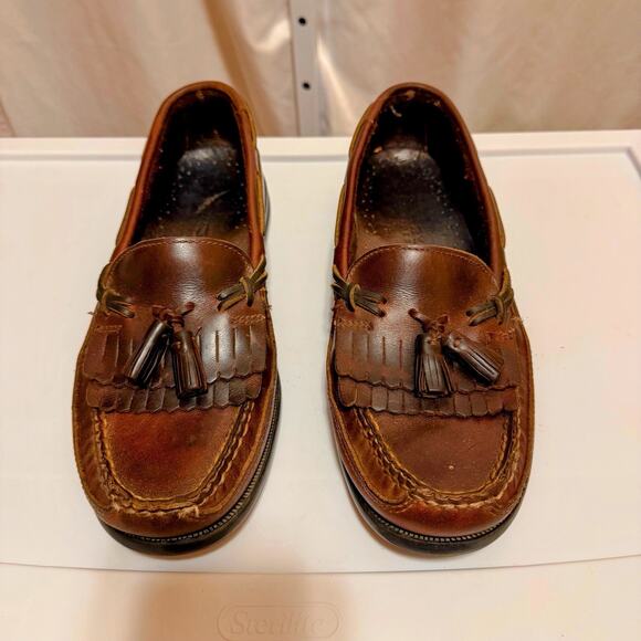Sperry Mens Top Sider 10 Brown W/ Fringe & Tassels Leather Comfort Loafers - Picture 1 of 8